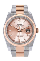 Rolex Datejust 36 Pink Dial Fluted Steel And 18K Rose Gold Oyster Watch 116231